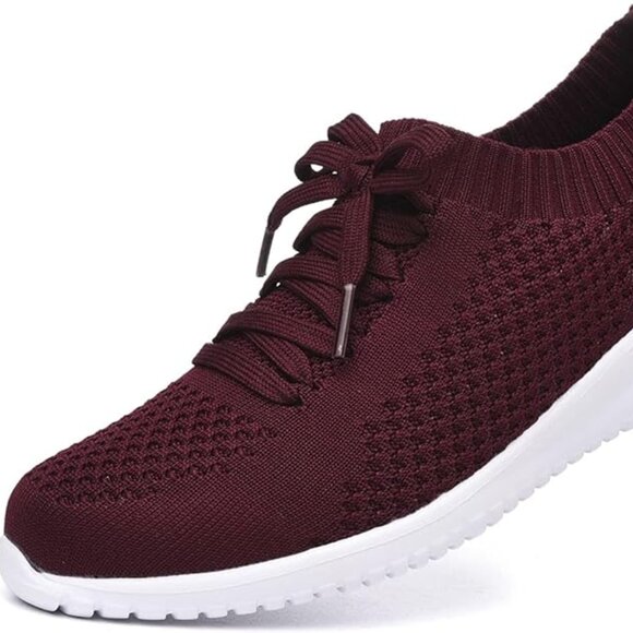 Women's Burgundy Athletic Shoes - Picture 5 of 6